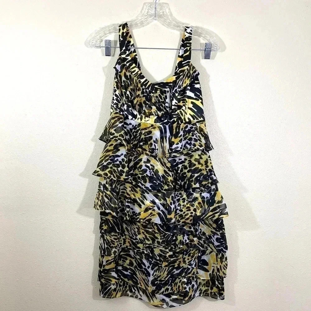 Cache Yellow, Black and White Tiered Animal-Print Skirt Set